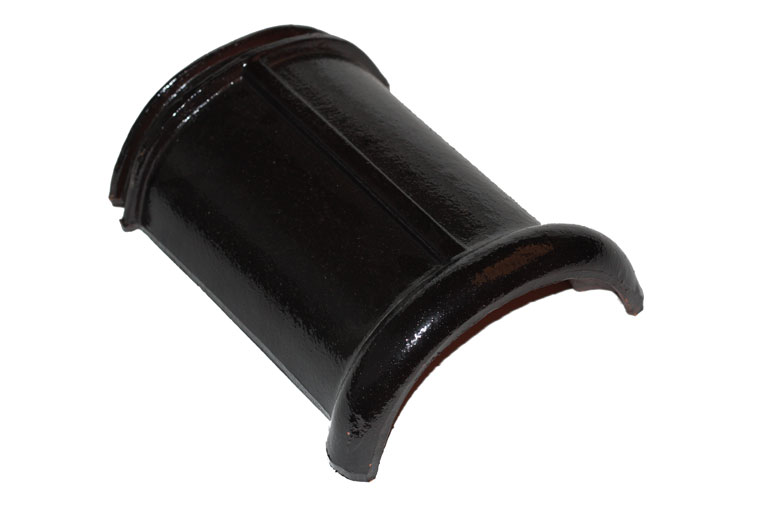 Kroon Halfround interlocking ridge tile black glazed1