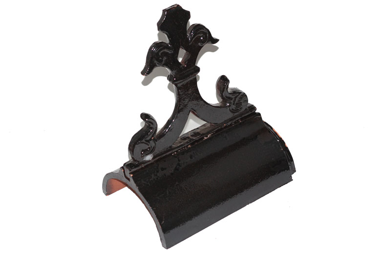 Kroon halfround grooved ridge tile black glazed