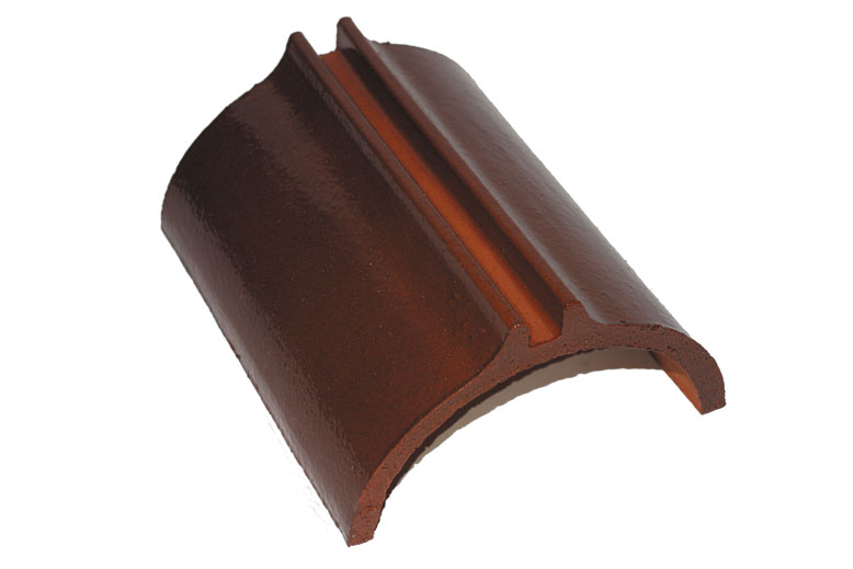 Kroon halfround grooved ridge tile brown glazed