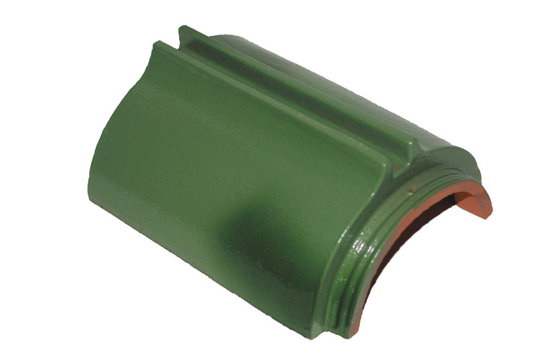Kroon halfround grooved ridge tile green glazed